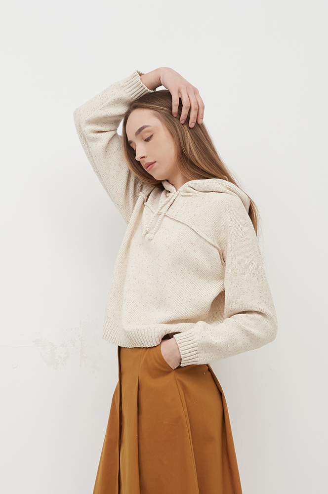 Худі бавовна айворі твід в'язане (СВ 67)